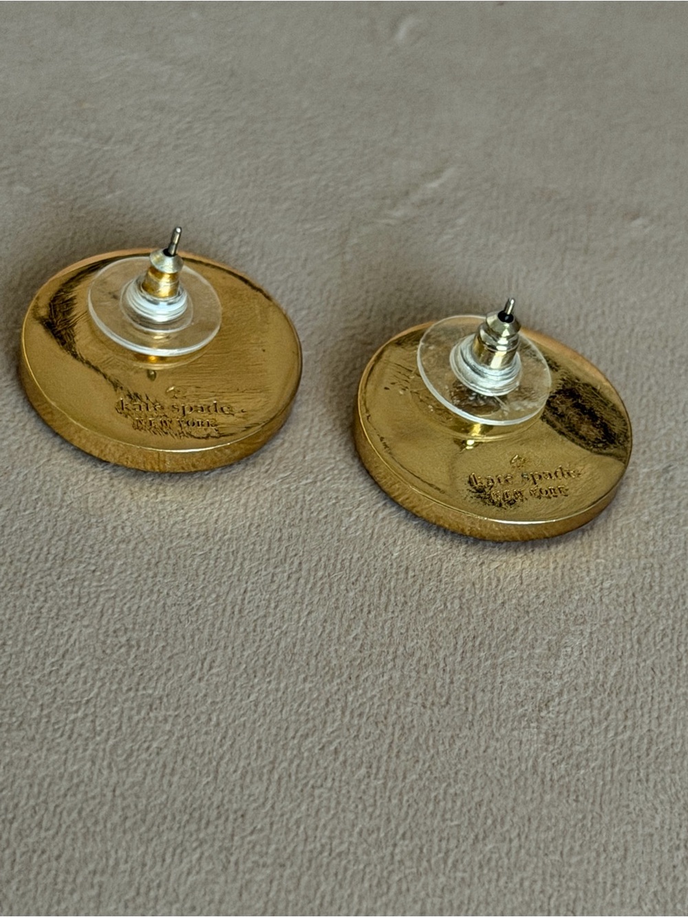 kate spade gold-tone brown round crystal stud earrings - Picture 10 of 11